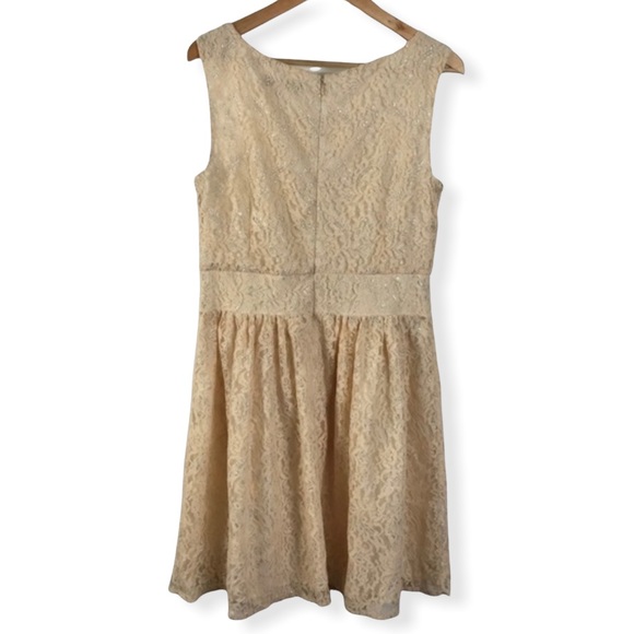 Loft Cream Sparkly Lace Sleeveless Mini Dress Size 10 - Picture 2 of 7